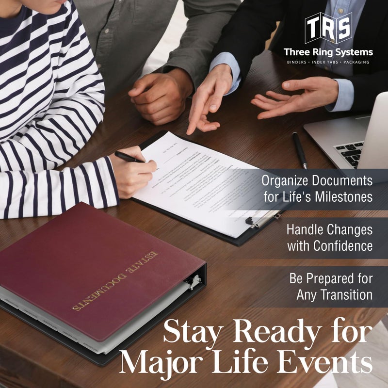 Three Ring Systems Estate Planning Binder with Pre-Labeled Tabs, 1.5-Inch Angle D Rings, Faux Leather, Bonus Sheet Protectors â€“ for Organizing Wills, Trusts, Powers of Attorney (Burgundy) - Image 5